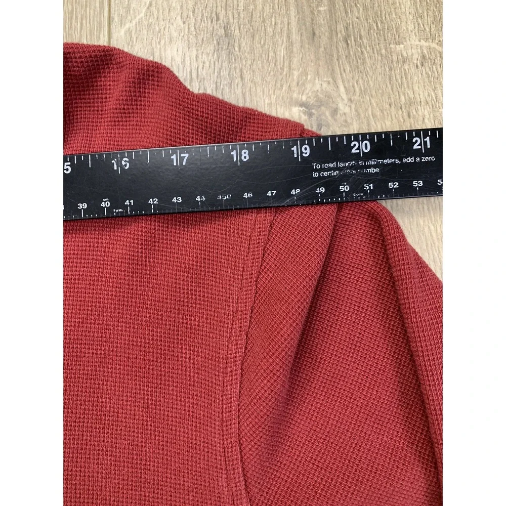 VTG Timberland Men Red Cotton 1/4 Button Long Sleeve Heavy Pullover Shirt Size M